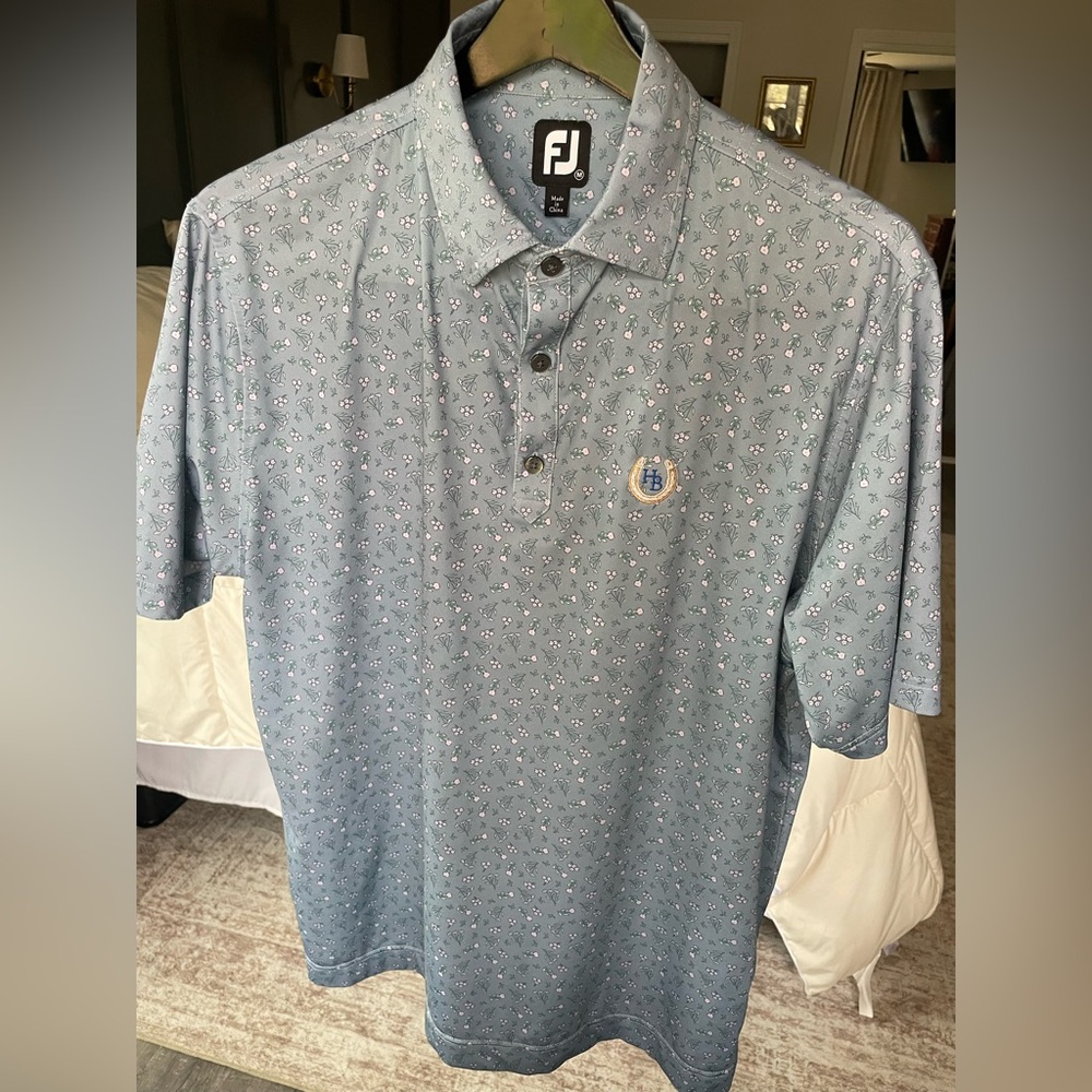 FootJoy Men's Light Blue Micro-Print Performance Polo